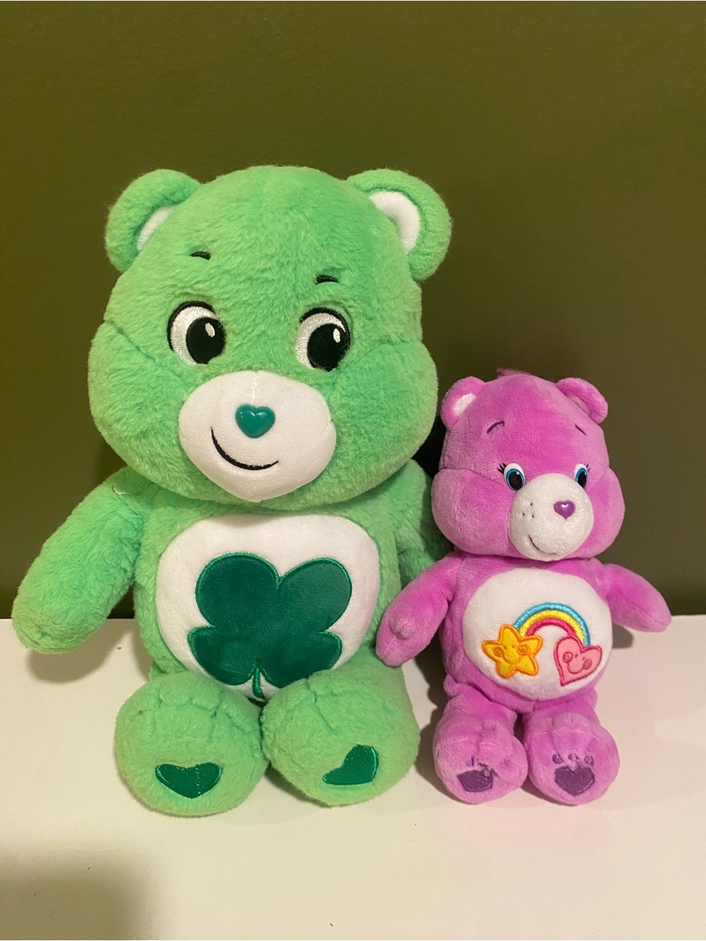 Care Bears Green Shamrock & Pink Rainbow Plush Pair
